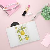 Chic Lemon Print Clutch Bag, Stylish Wristlet Purse, Personalized Makeup Bag.